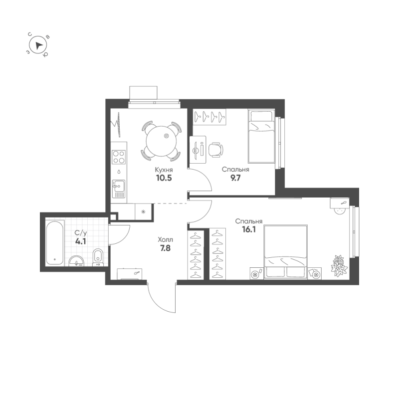 2 ккв 48,2 м²
