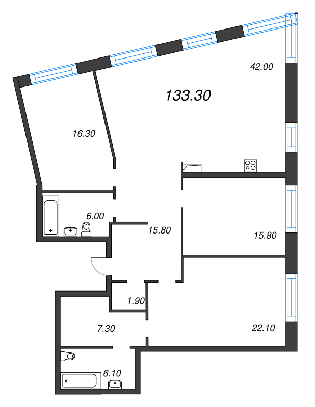 4 ккв (Евро) 133,3 м²