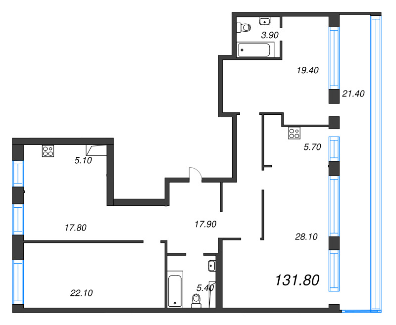 4 ккв (Евро) 131,8 м²