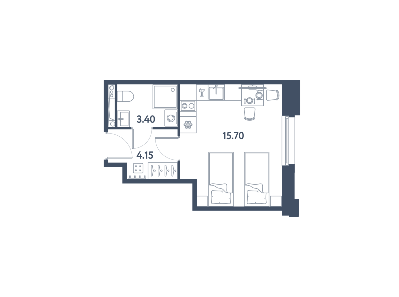 Студия 23,3 м²