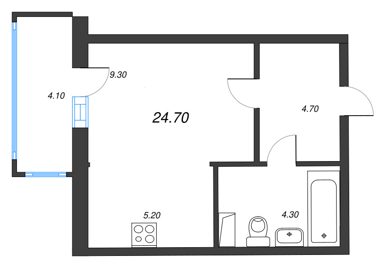 Студия 24,7 м²
