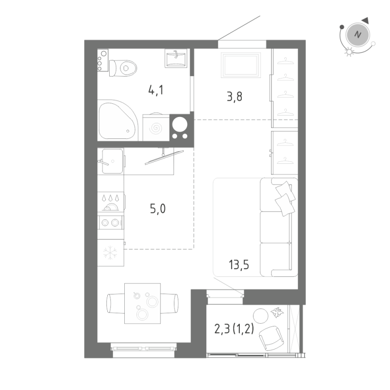 Студия 27,7 м²