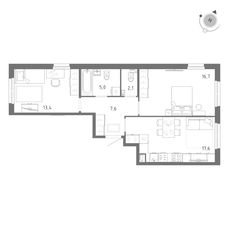 3 ккв (Евро) 62,4 м²