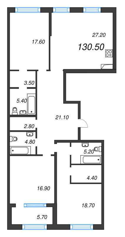 4 ккв (Евро) 130,5 м²