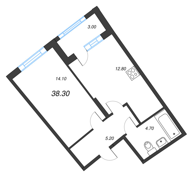 Студия 38,3 м²
