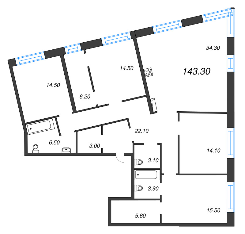 5 ккв (Евро) 143,3 м²