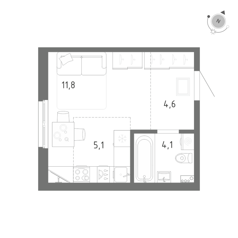 Студия 25,6 м²