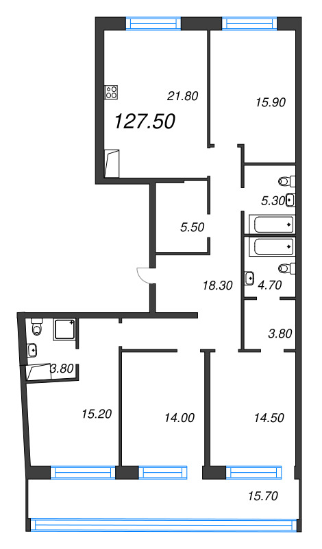 5 ккв (Евро) 127,5 м²