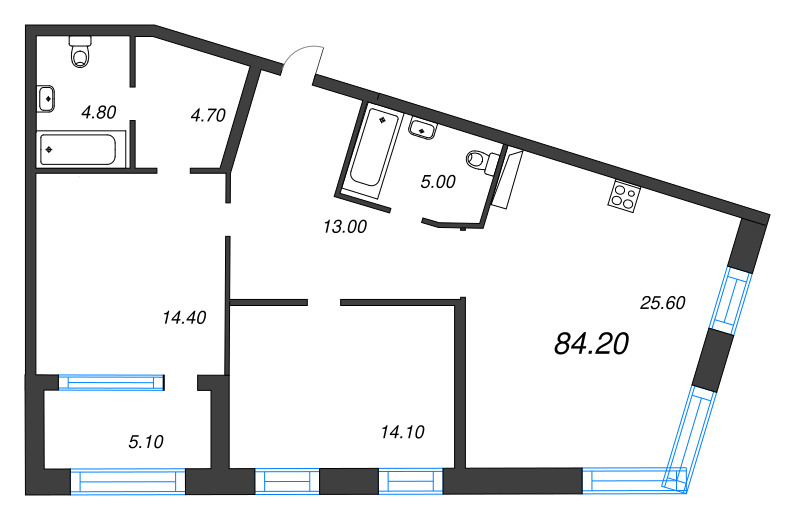 3 ккв (Евро) 84,2 м²
