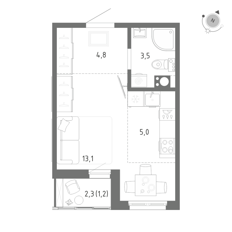 Студия 27,7 м²