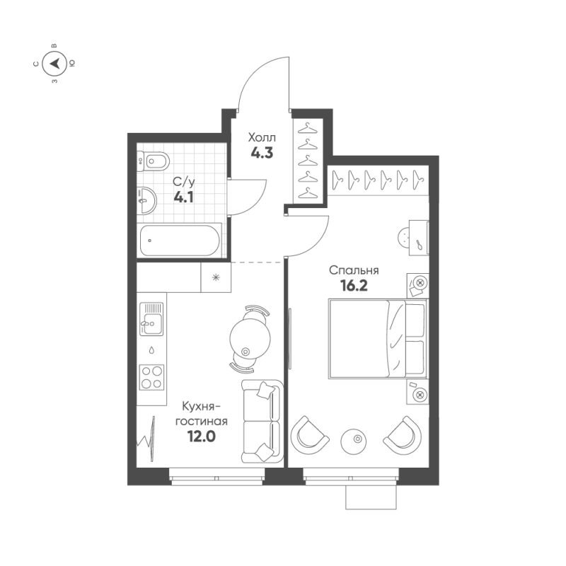 1 ккв 36,6 м²