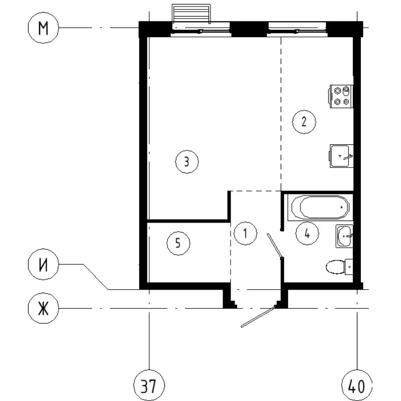 Студия 34,2 м²