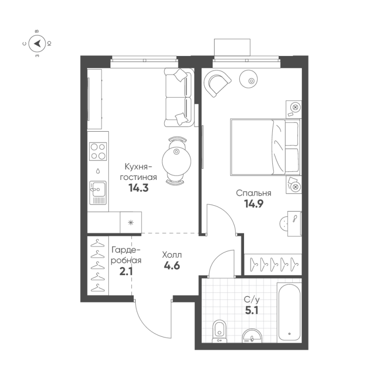 1 ккв 41 м²