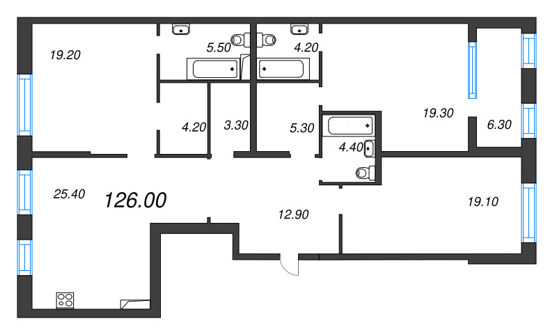 4 ккв (Евро) 126 м²
