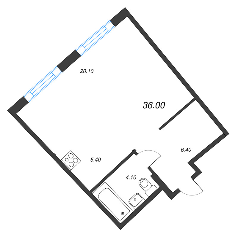 Студия 36 м²