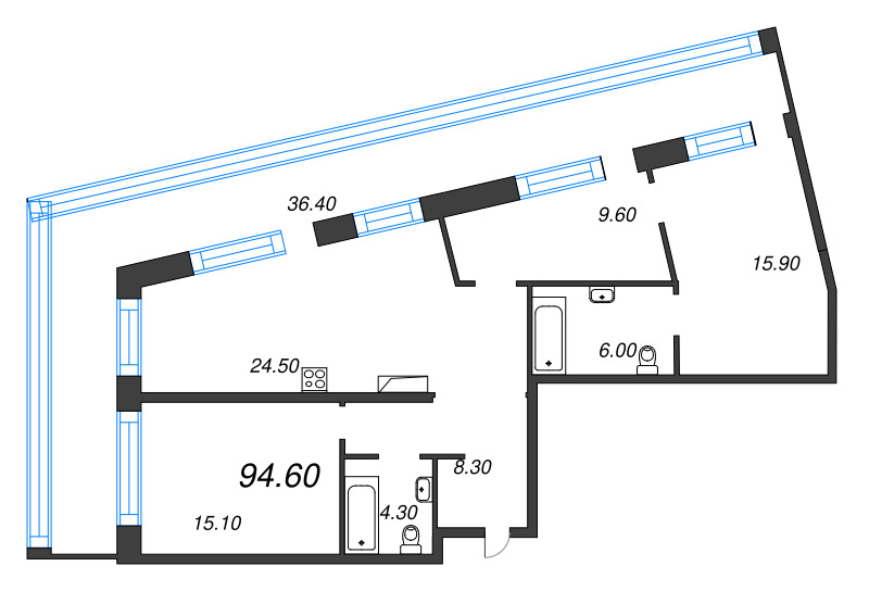 4 ккв (Евро) 94,6 м²