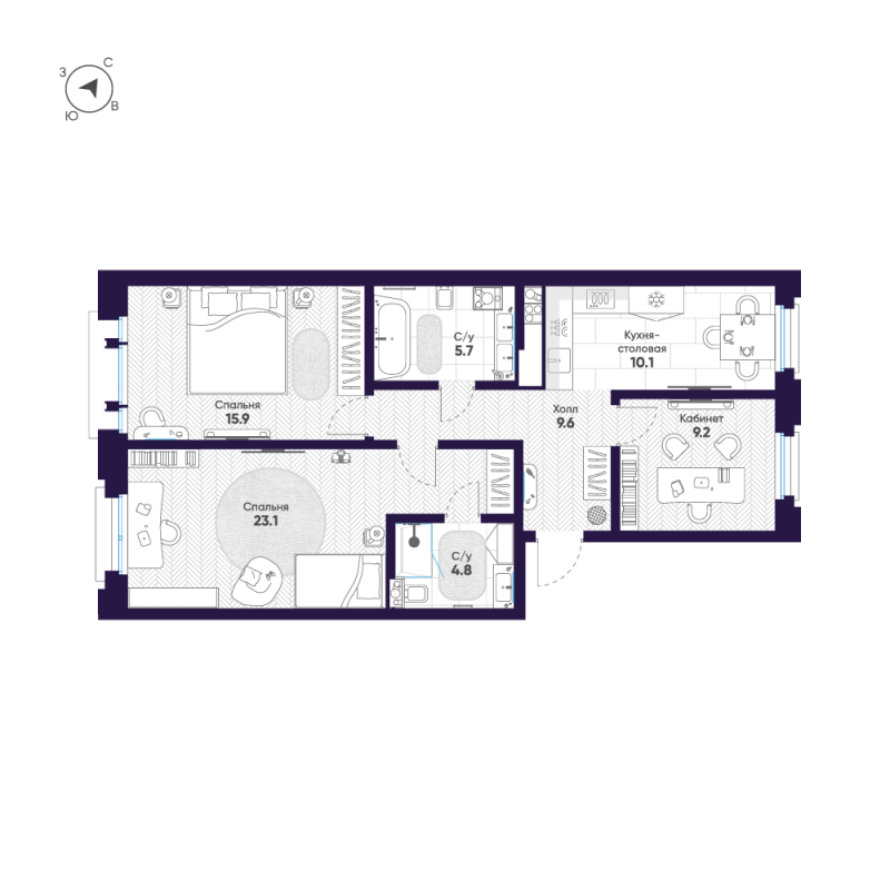 3 ккв 78,4 м²