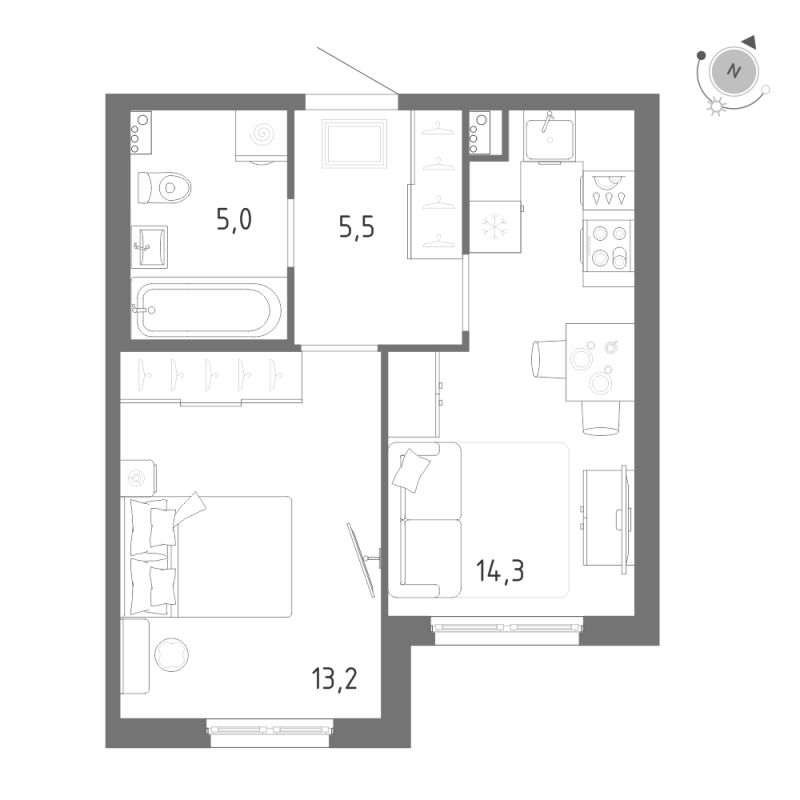 1 ккв 38 м²