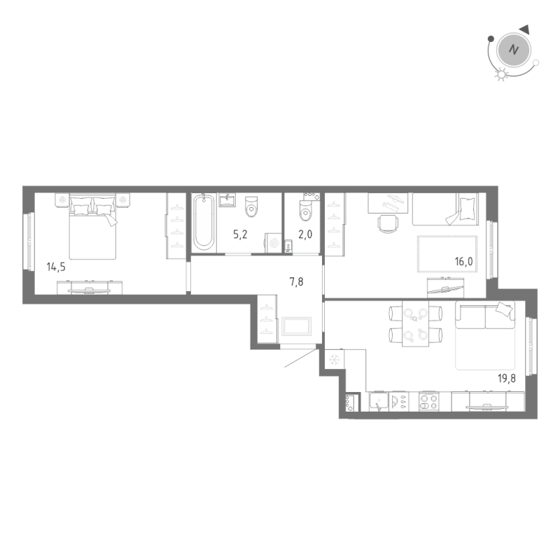 3 ккв (Евро) 65,3 м²