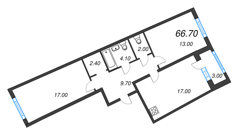 2 ккв 66,7 м²