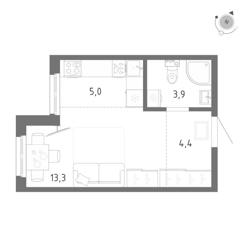 Студия 26,6 м²