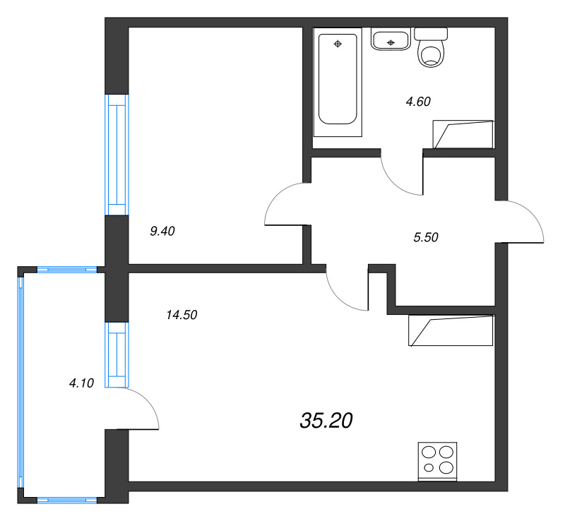 1 ккв 35,1 м²