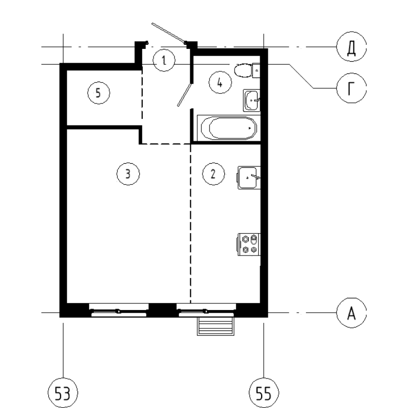 Студия 33,6 м²