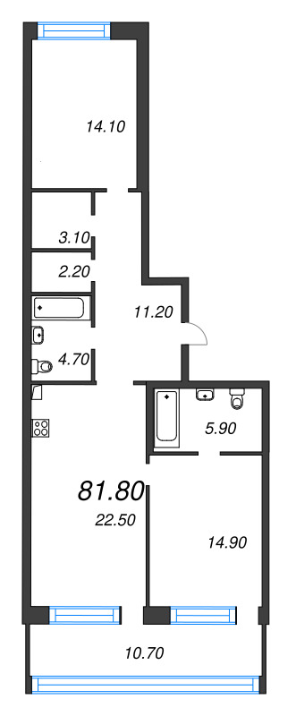 3 ккв (Евро) 81,8 м²