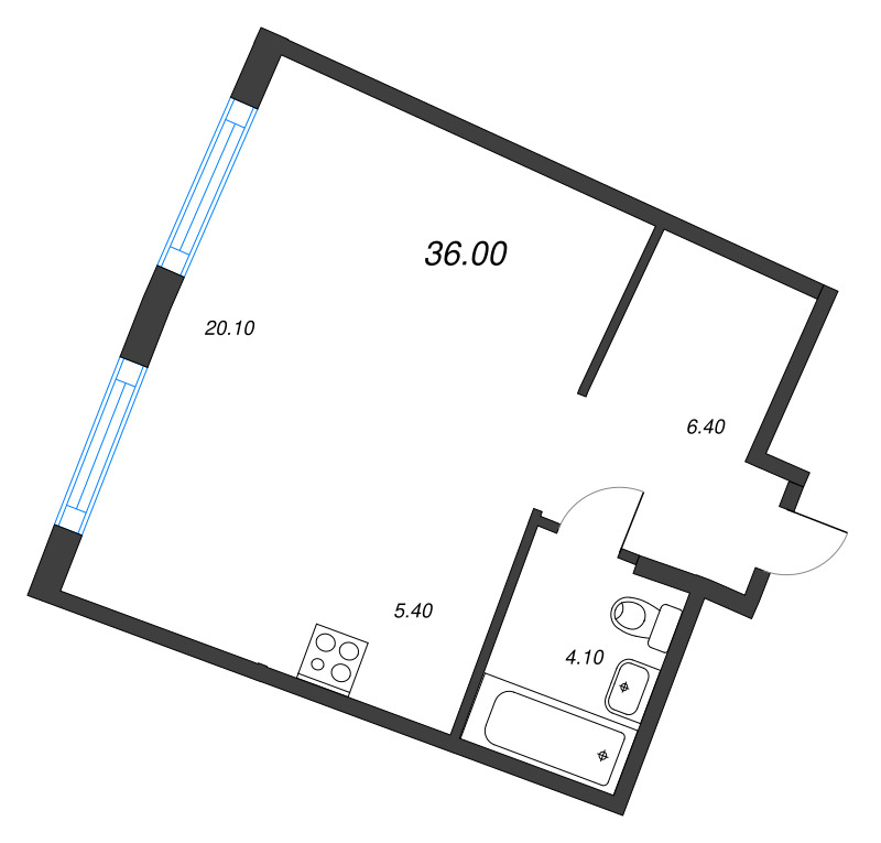 Студия 36 м²