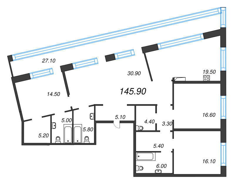 5 ккв (Евро) 145,9 м²