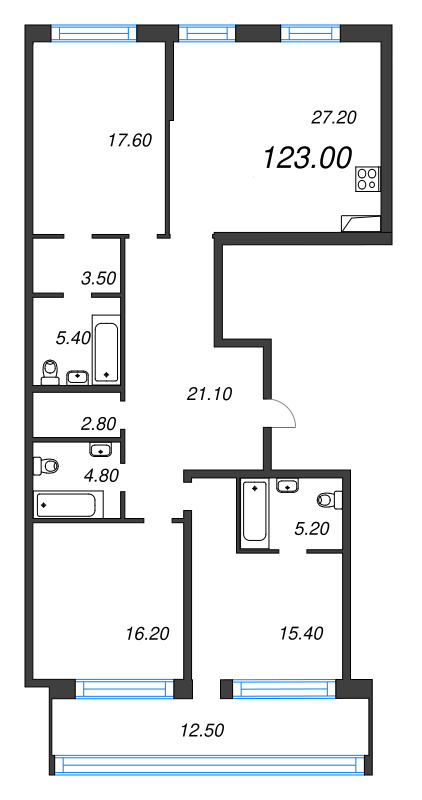 4 ккв (Евро) 123 м²