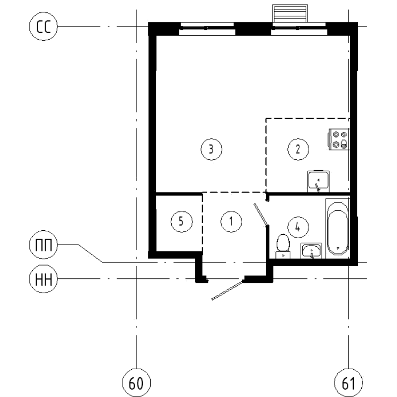 Студия 35 м²