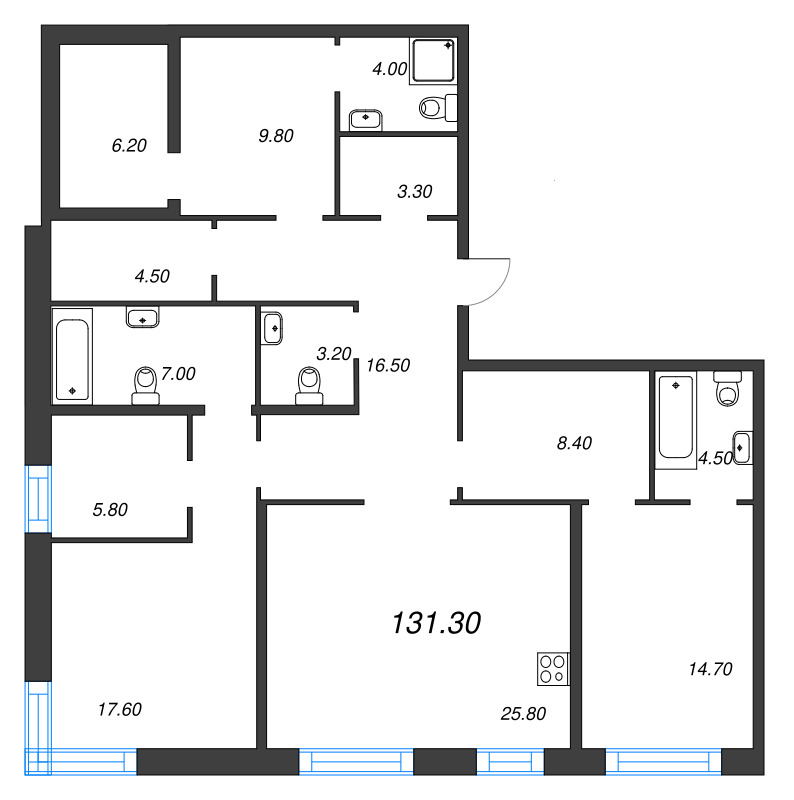 3 ккв (Евро) 131,3 м²