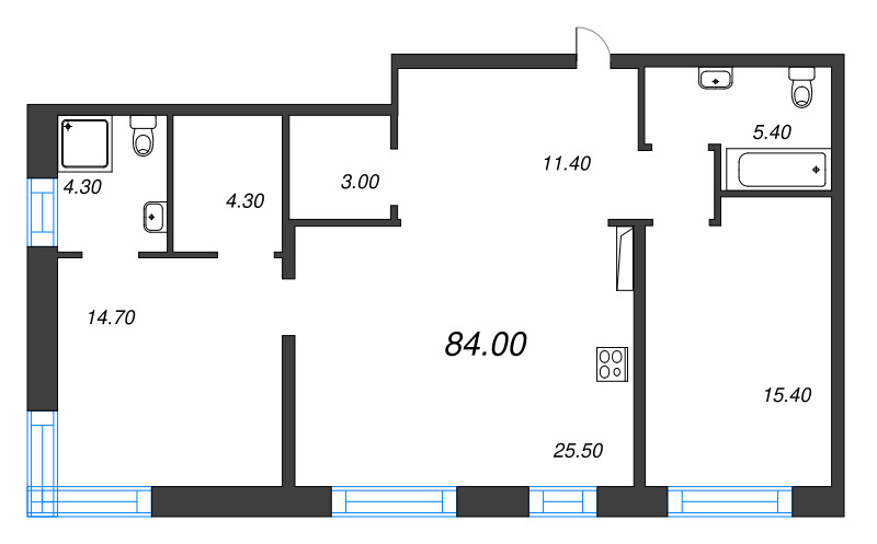 3 ккв (Евро) 84 м²