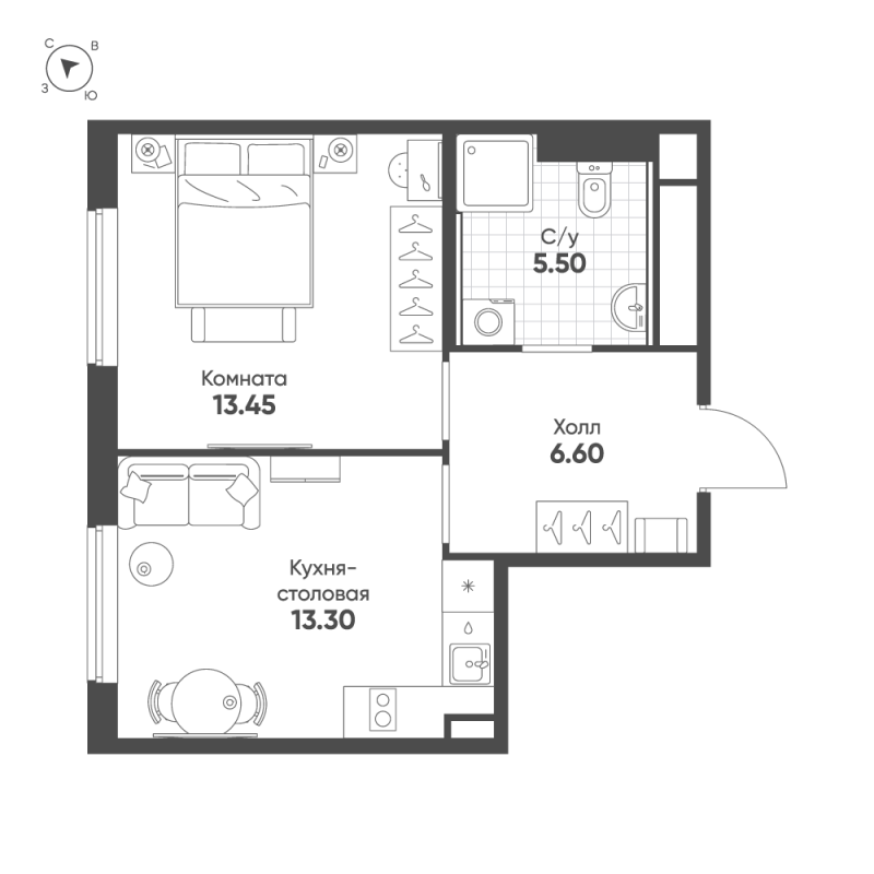 1 ккв 38,9 м²