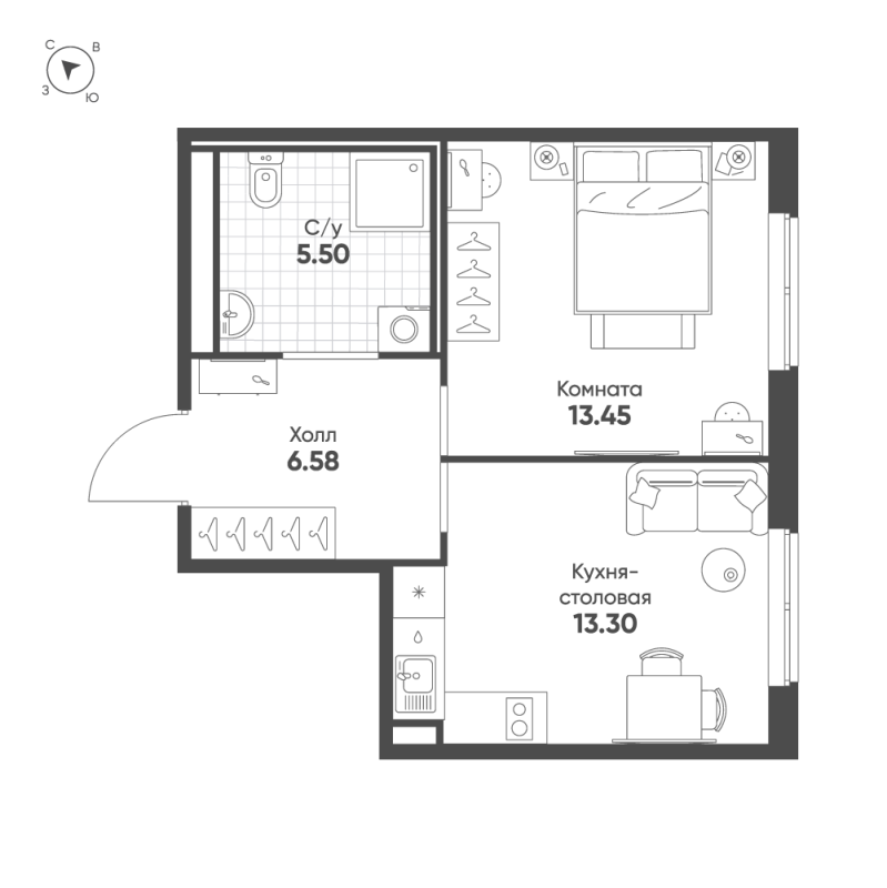 1 ккв 38,8 м²
