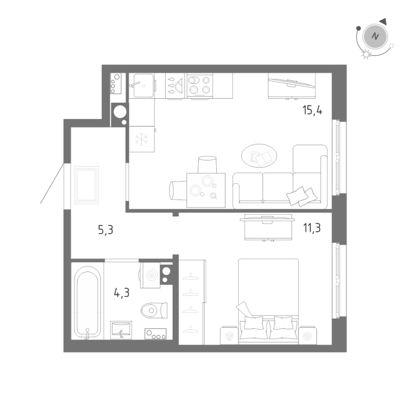 2 ккв (Евро) 36,3 м²