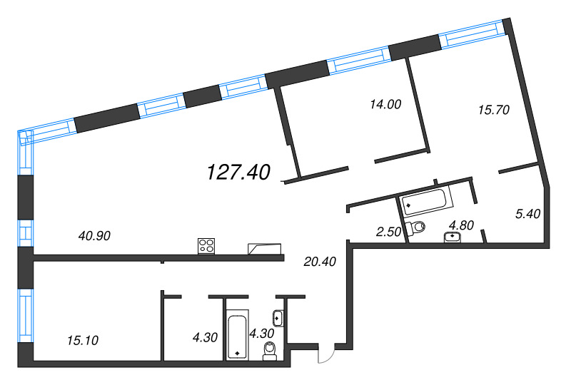 4 ккв (Евро) 127,4 м²