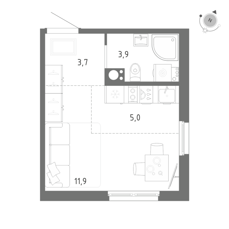 Студия 24,5 м²