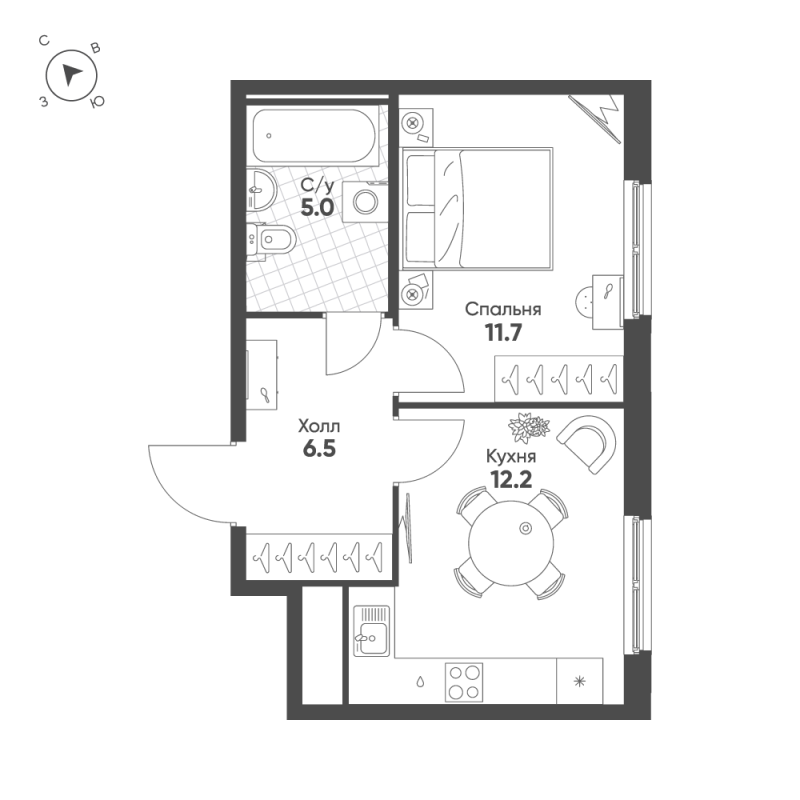 1 ккв 35,4 м²