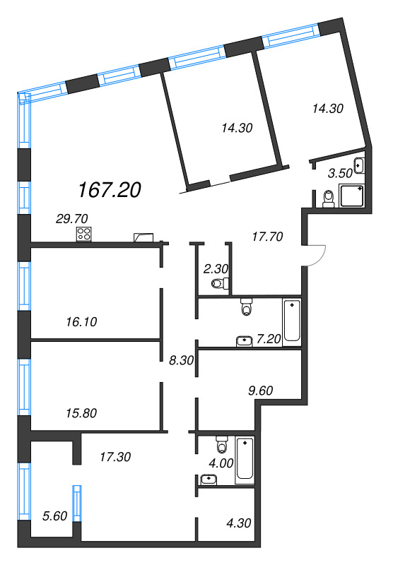 6 ккв (Евро) 167,2 м²