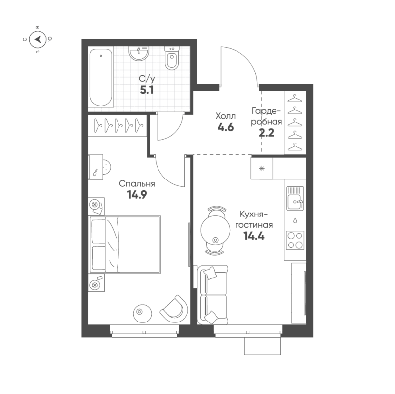 1 ккв 41,2 м²