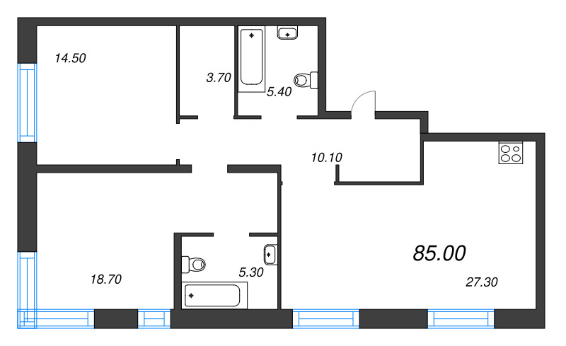 3 ккв (Евро) 85 м²
