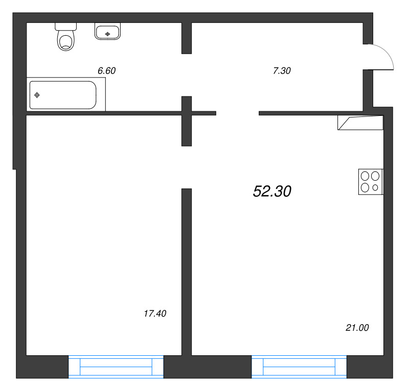 2 ккв (Евро) 52,3 м²