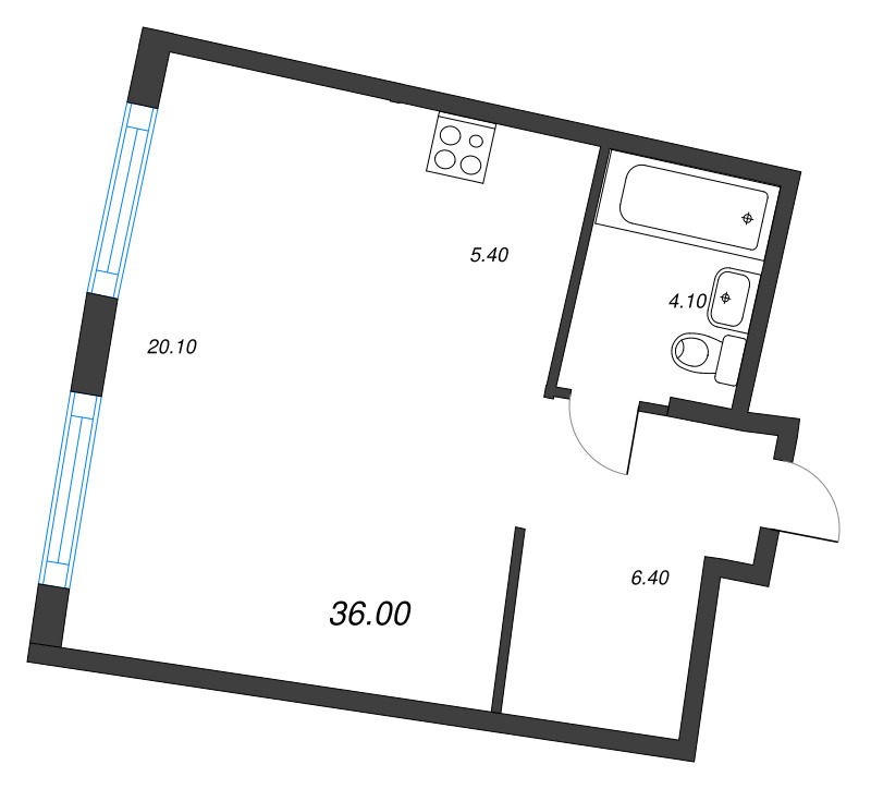 Студия 36 м²