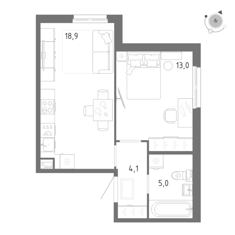 2 ккв (Евро) 41 м²