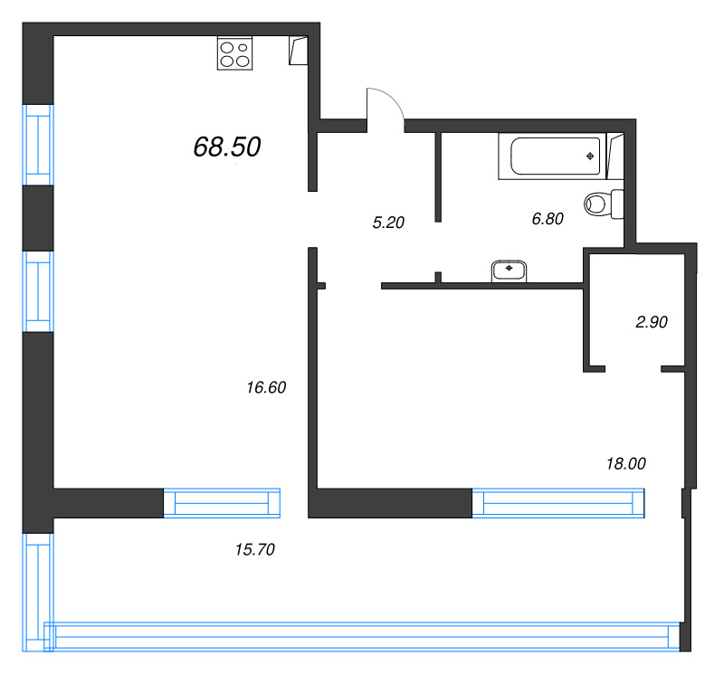 2 ккв (Евро) 68,5 м²