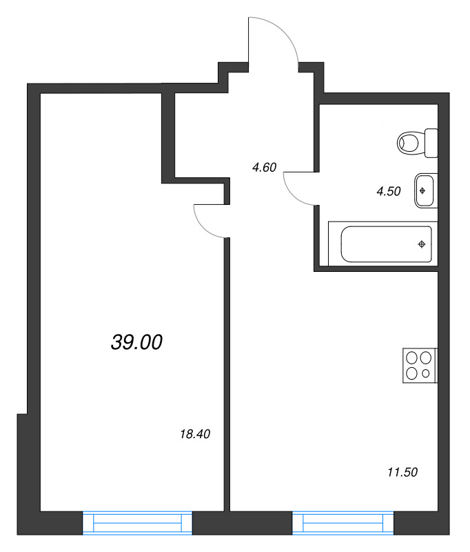 1 ккв 39 м²