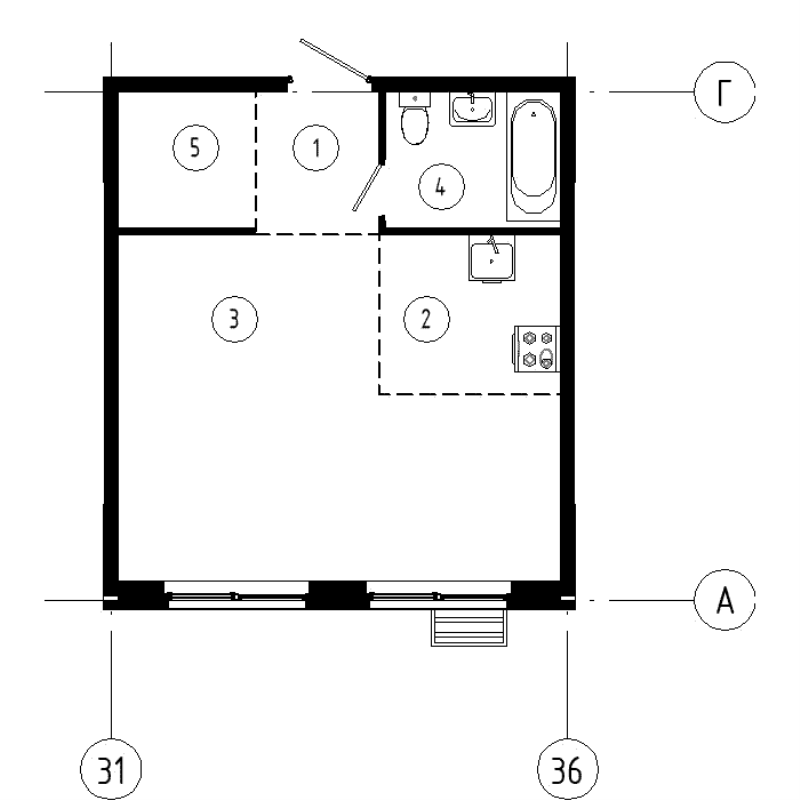 Студия 36,7 м²