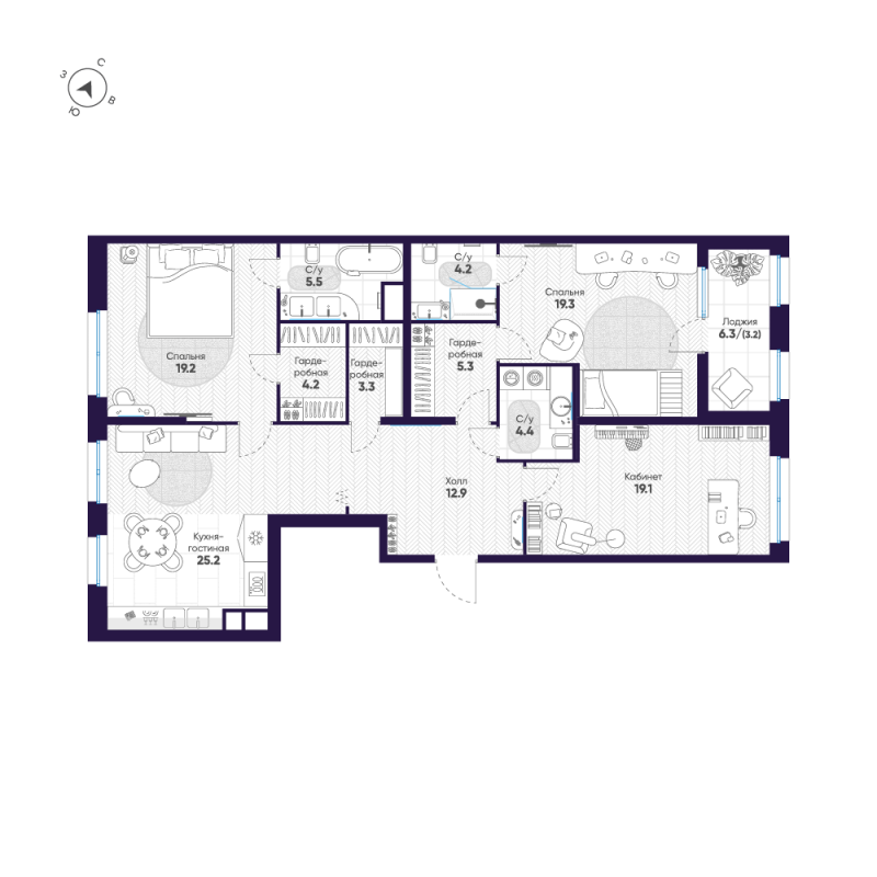 4 ккв (Евро) 125,8 м²